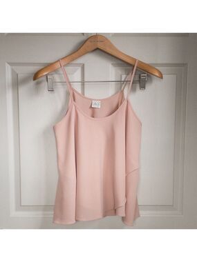 Paper Crane Nude Pink Sleeveless Tank Top Blouse Layered Ruffled Hem Size Medium